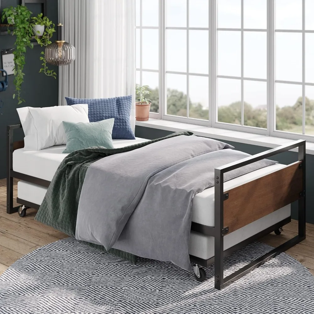 Suzuki-bambu e metal daybed, fundação do colchão com apoio de aço do slat, fácil ao conjunto, gêmeo