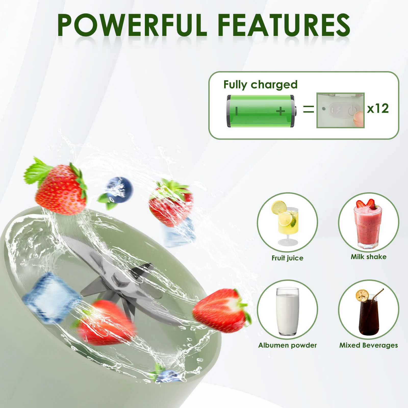 Portable Blender Mini Fruit Juice Blender Electric Mixer 800ml Big Water Cup for Milkshake Juice Maker Smoothie Blender Out Gym