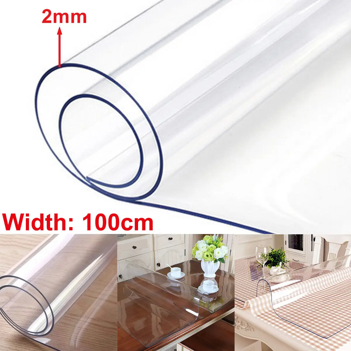 Transparent Tablecloth Waterproof Table Cover Pad Oil-Proof Table Mat Soft Glass Table Mat 2mm PVC Dining Table Protector Cover