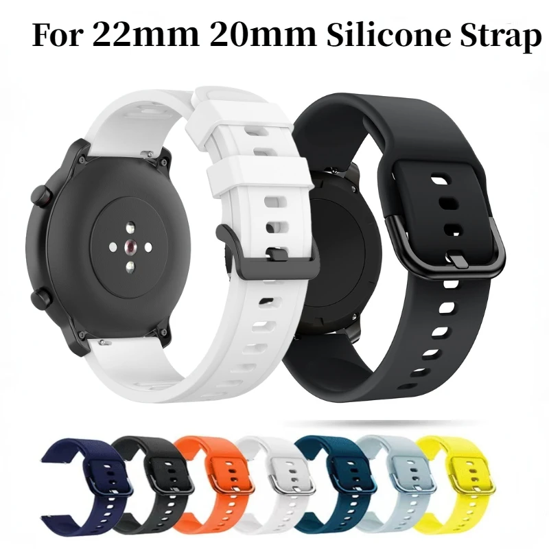 

22mm 20mm Silicone Strap For Samsung Galaxy Wtch 6/5/4/3/S3 Amazfit Bip/GTR/GTS Bracelet Wristband Huawei Watch 4/3/GT3-2 Pro