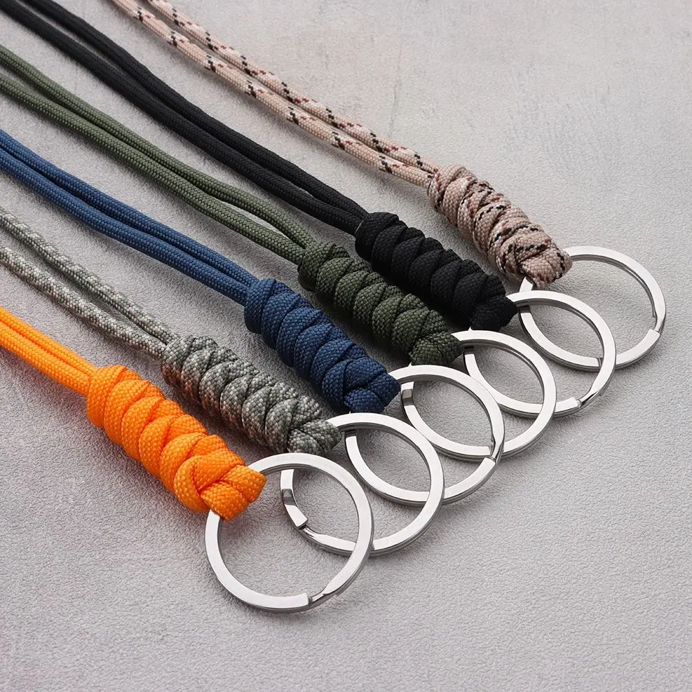 New 45cm/14cm Paracord Keychain Lanyard 20 Styles High Strength Lanyard Backpack Key Ring Outdoor Tool