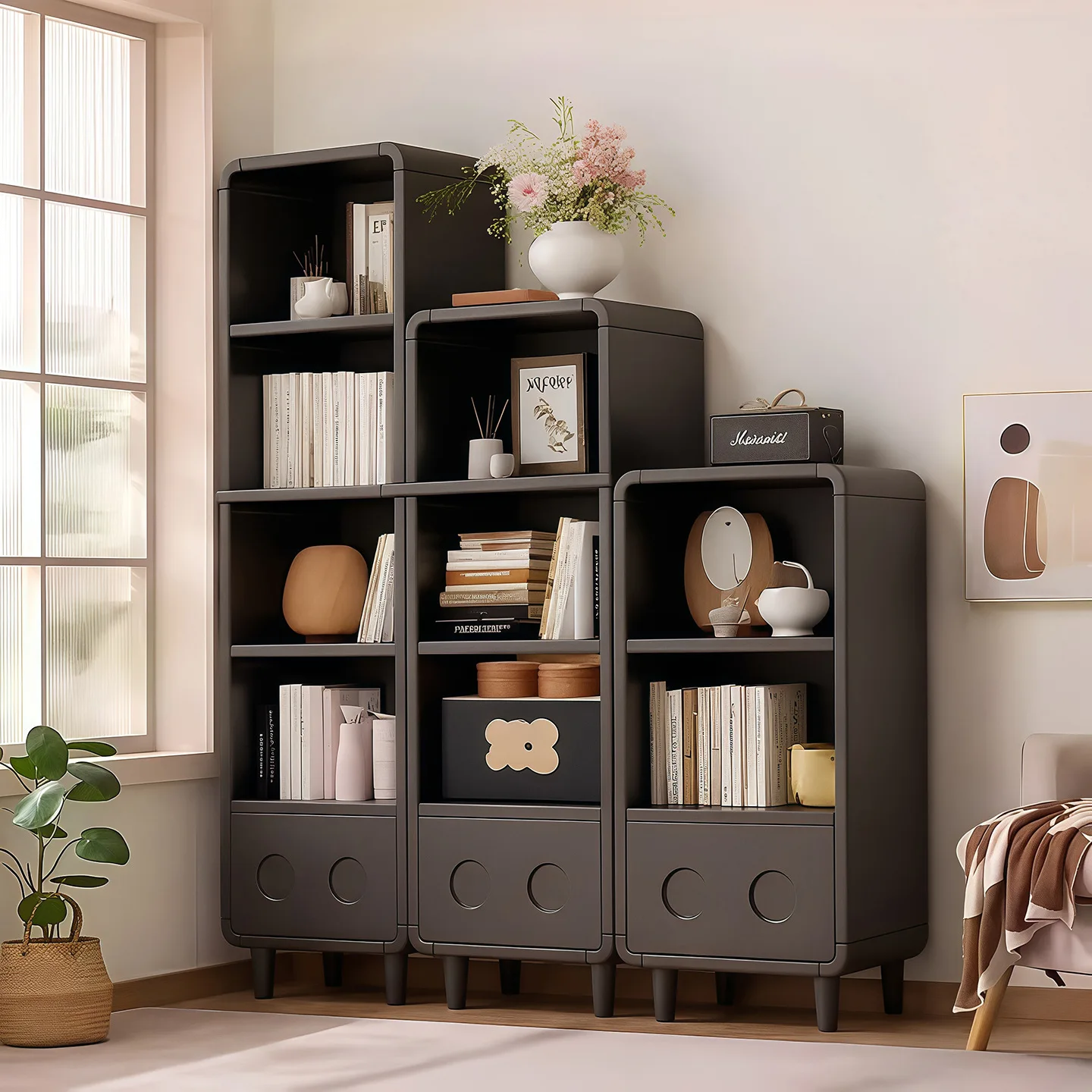 

Wall storage cabinets, bay windows, cabinets, integrated storage retro bookshelves, household narrow side cabinets