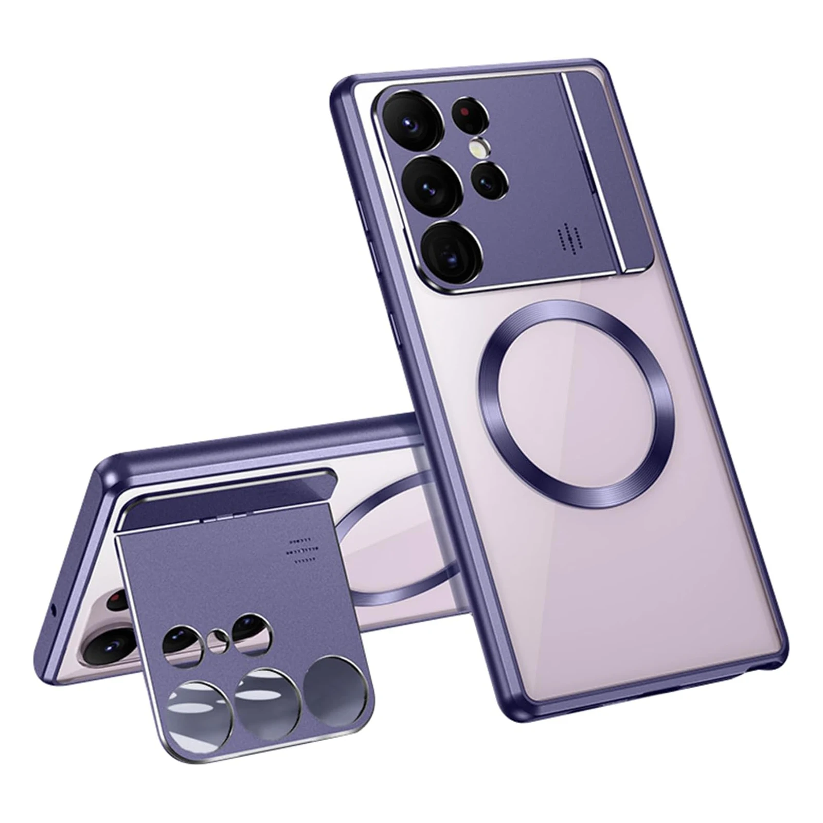Magnetic Case for Samsung Galaxy S26 Ultra Magnetic Metal Frame Shockproof Wireless Charging Kickstand