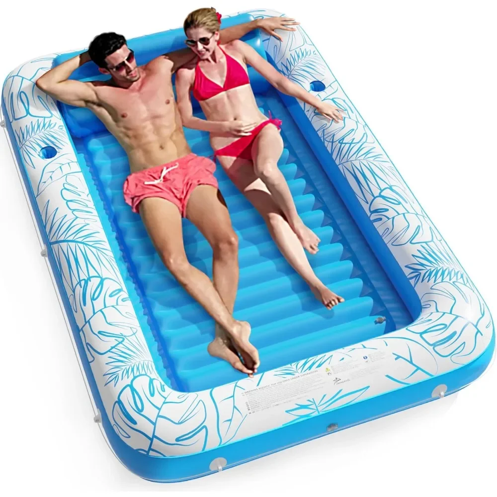 

Inflatable Tanning Pool Lounger Float - 4 in 1 Sun Tan Tub Sunbathing Pool Lounge Raft Floatie Toys Water Filled