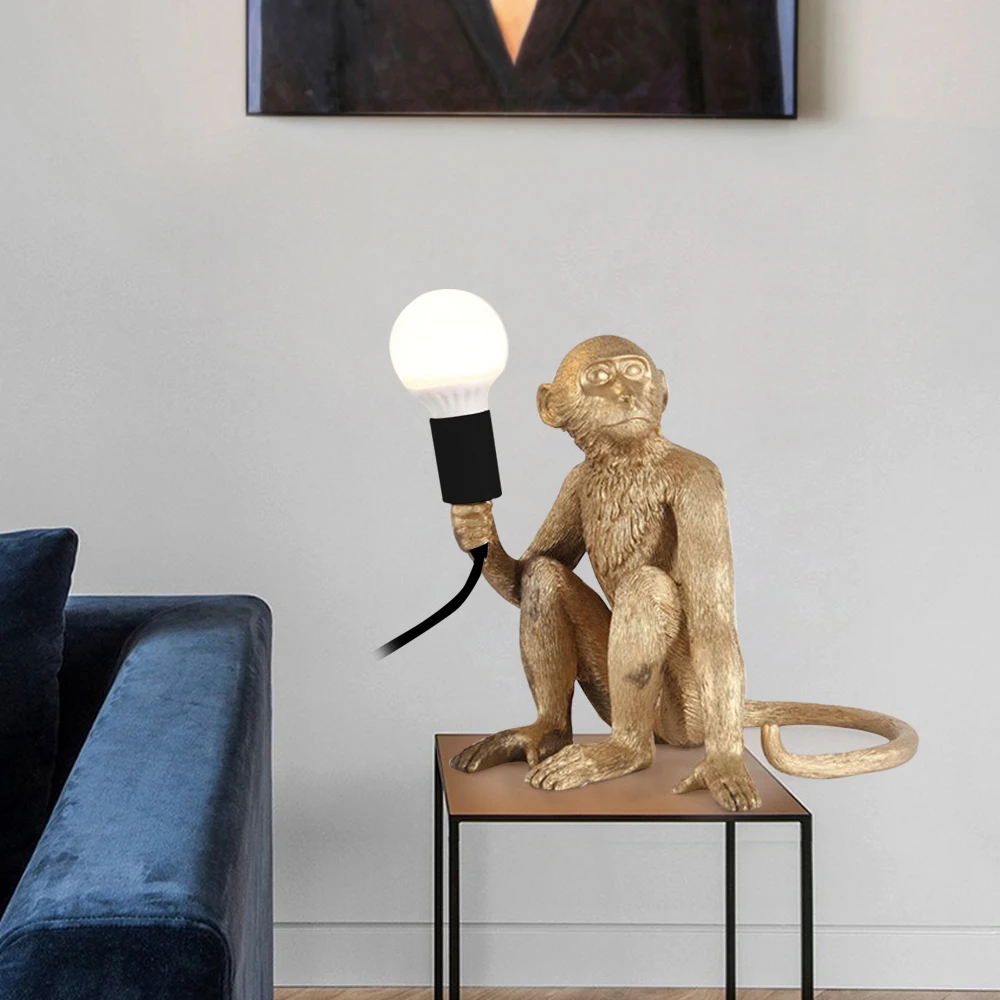 Modern Gold Monkey Table Lamp Sitting Monkey Light E26 Home/Office Decor Light Fit for Bedroom Living Room