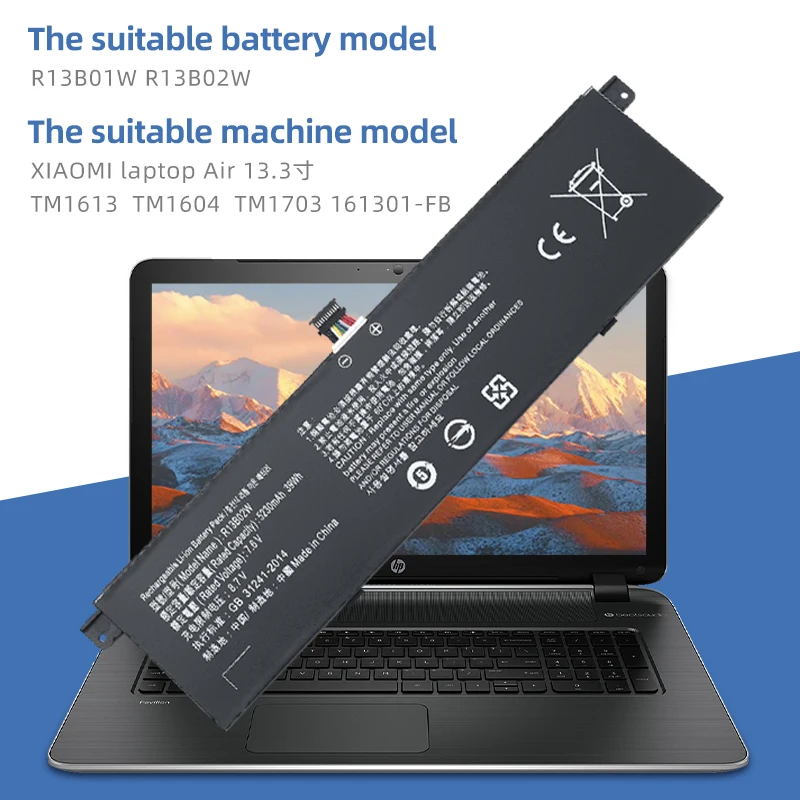 Imagem -06 - Suozhan 7.6v 5230mah Novo R13b01w R13b02w Bateria do Portátil para Xiaomi mi Air 13.3 Série Tablet pc 39wh