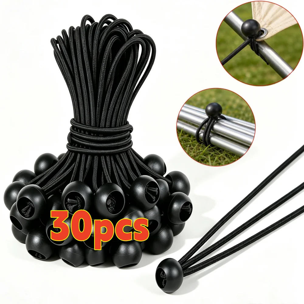 Camping Rope - ボール付き弾性バンジーコード 荷物・貨物固定用ラッシングストラップ アウトドアキャンプテント固定用多機能弾性ロープボール