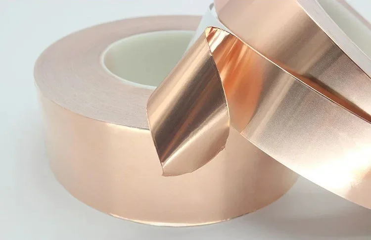 Single Side 30 Meters Conductive Copper Foil Tape Strip Adhesive EMI Shielding Heat Resist Tool Parts Available 5mm 30mm Sizes