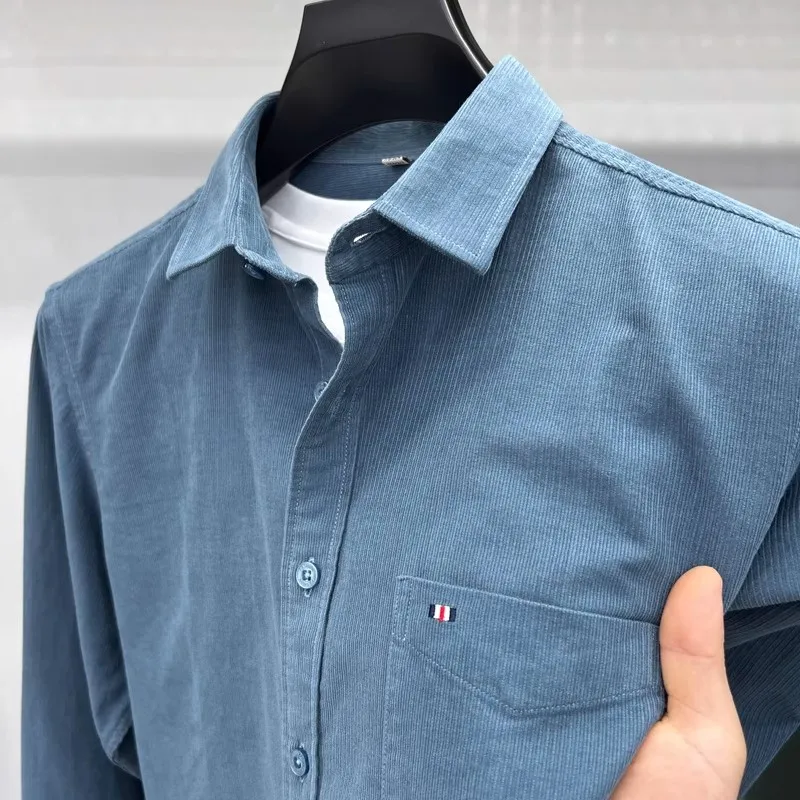 

Вельветовая мужская свободная повседневная рабочая одежда с воротником Long Sve irt Jaet, осень-зима, молодежная мода, полиэфирное волокно, устойчивое к...