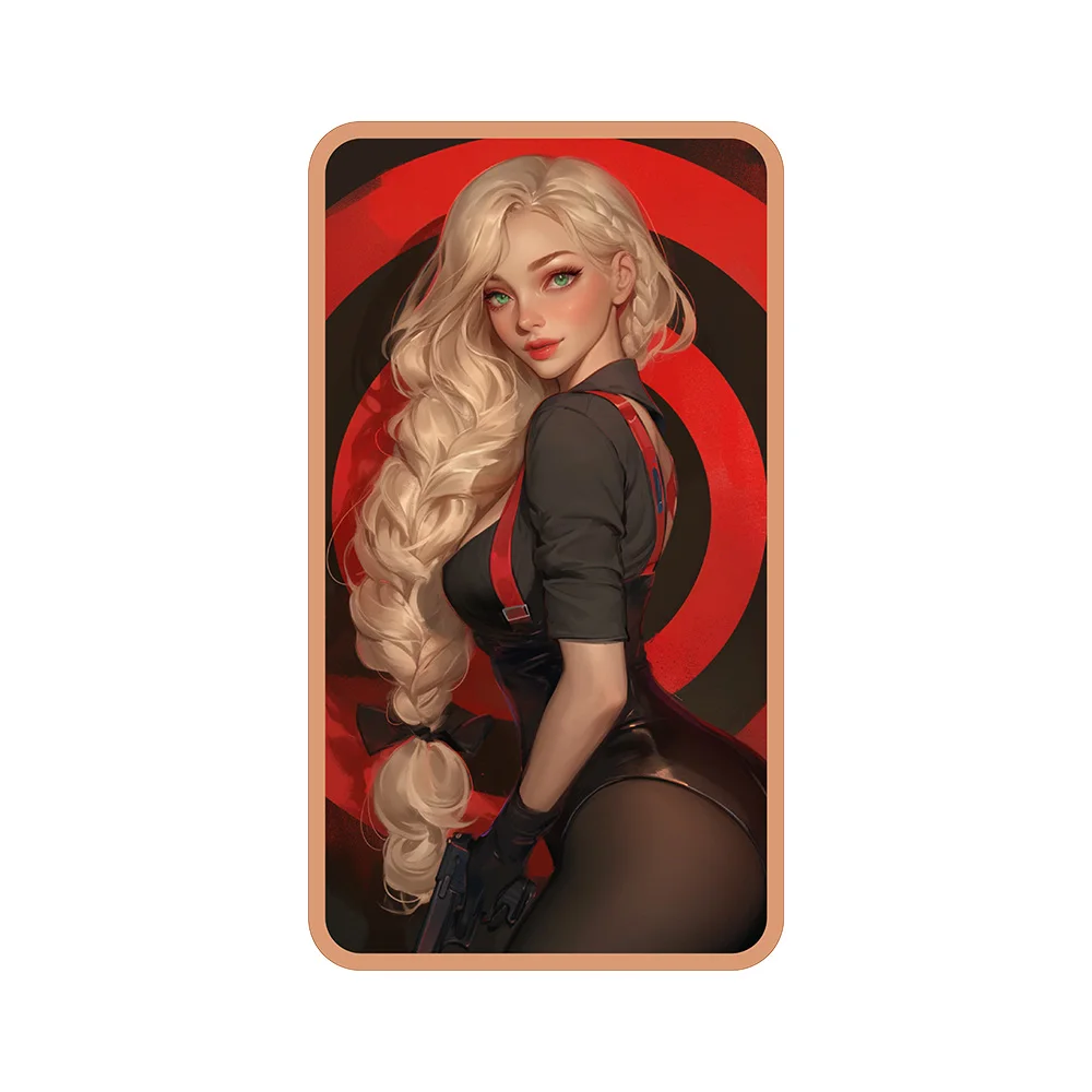 1 oz .999 Fine Pure Copper Bar Blonde Spy Girl with Red Target Background Art Print Bullion Bar Collection Gift