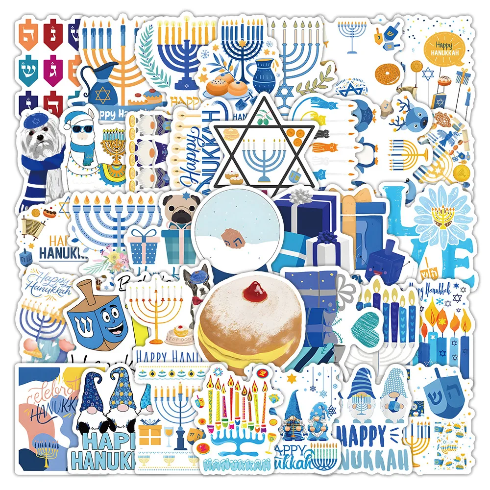 10/30/50PCS Hanukkah Chanukah Festival Sticker DIY Decoration PVC Waterproof Skateboard Notebook Graffiti To