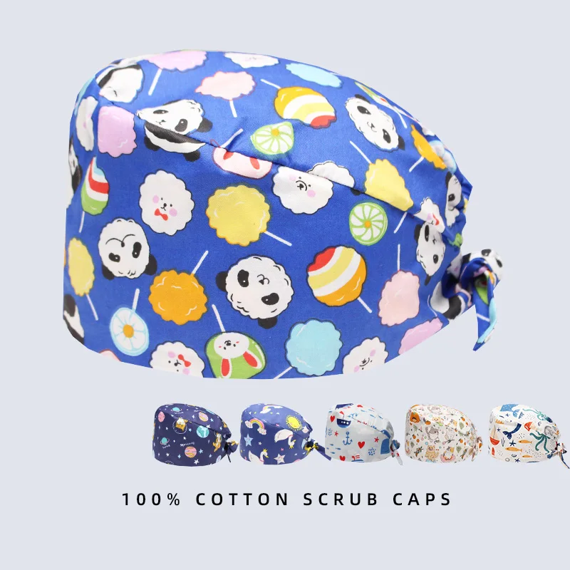 High Quality Surgical Caps Medical Scrub Hats Nursing Cap Clinical Hat 100% Cotton Breathable Dentistry Chef Veterinary Hat M951