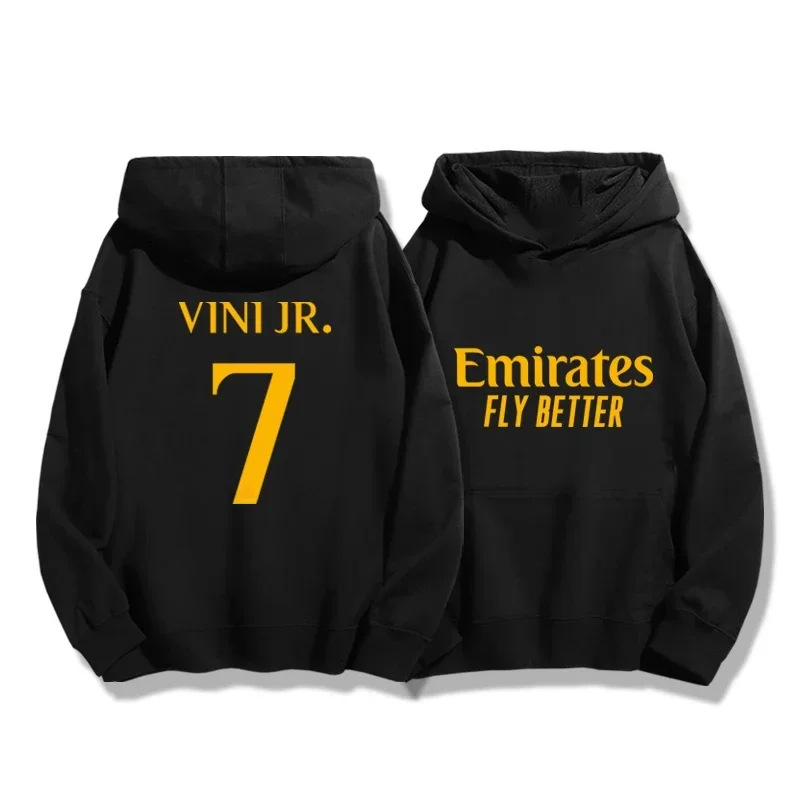 Sudadera con capucha de fútbol para hombre Otoño_Invierno Madrid 7_10 Entrenamiento deportivo Sudadera con capucha para correr Abrigo de moda informal holgado de calle para mujer