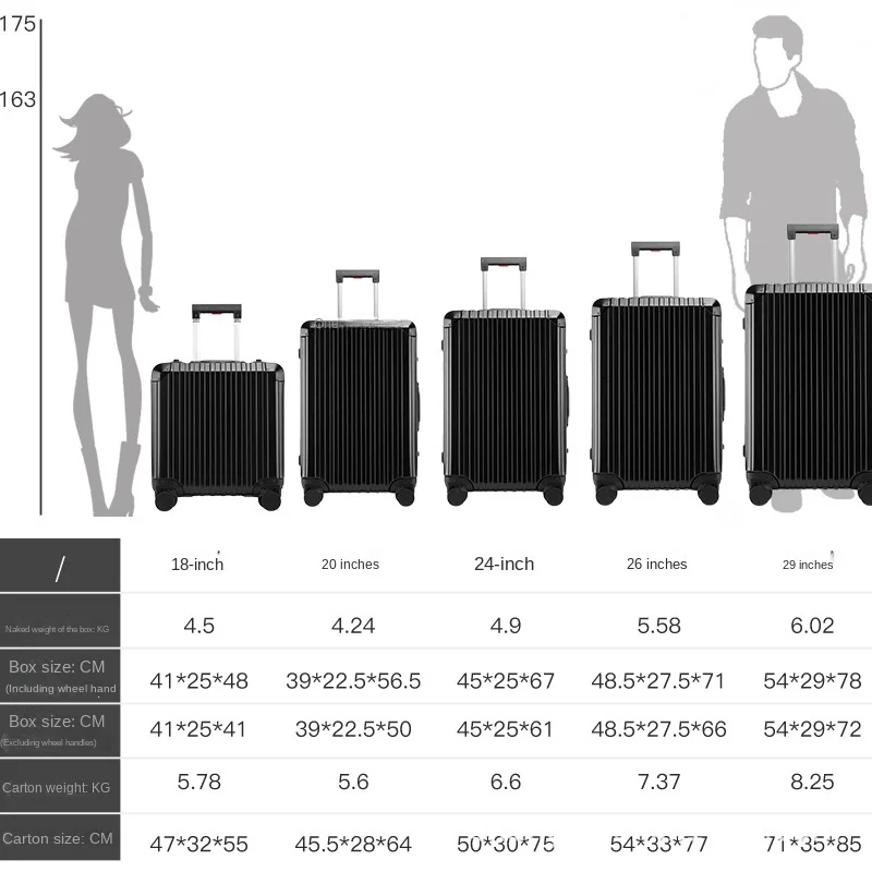 Thickened Aluminum-Magnesium Alloy Luggage  Wheel Trolley Case Suitcase with Combination Lock High Trolley Case Business Trip