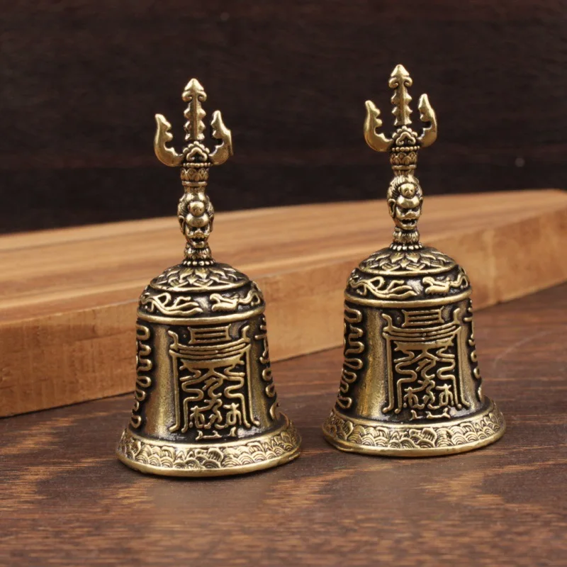 Brass large hand rattle bell Brass bell King Kong bell Taoist Sanqing bell Copper hand rattle ornament