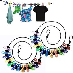 Adjustable 1.8m Retractable Clothesline with 12 Clips for Laundry and Camping  tendedero camping Clothesline with 12 Clips