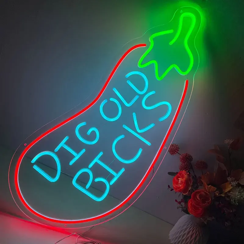 Custom Neon Sign Dig Old Bicks LED Neon Light Restaurant Business Shop Bar Club Man Cave Wall Decoration Home Aesthetic Bedroom