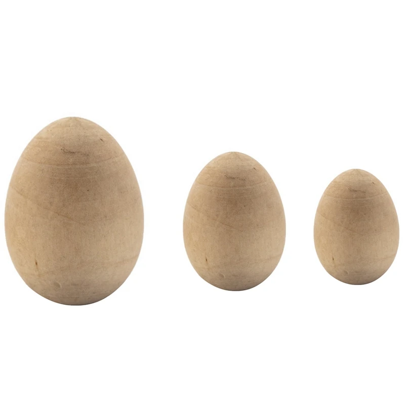 10Pcs Unpainted Wooden Eggs, Unfinished Flat Bottom Wooden Easter Craft Eggs,Smooth Ready To Paint And Decorate