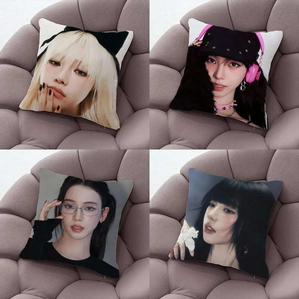 

K-Karina A-Aespa-es Pillow Case Plush Fabric Soft Pillowcase Double Sided Print Cushion Cover Household Gifts
