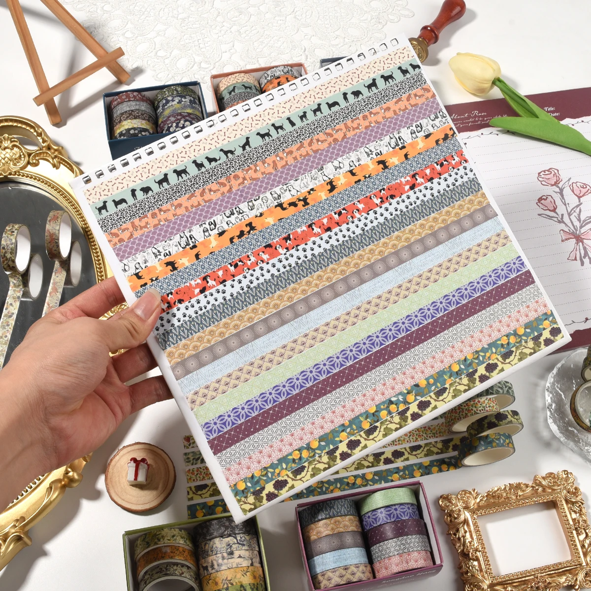 10 لفات من أشرطة اشي على شكل زهرة مجموعة أدوات مدرسية ملصقات لطيفة شريطٌ لاصق أدوات مكتبية جمالية لتزيين مجلة القصاصات #4