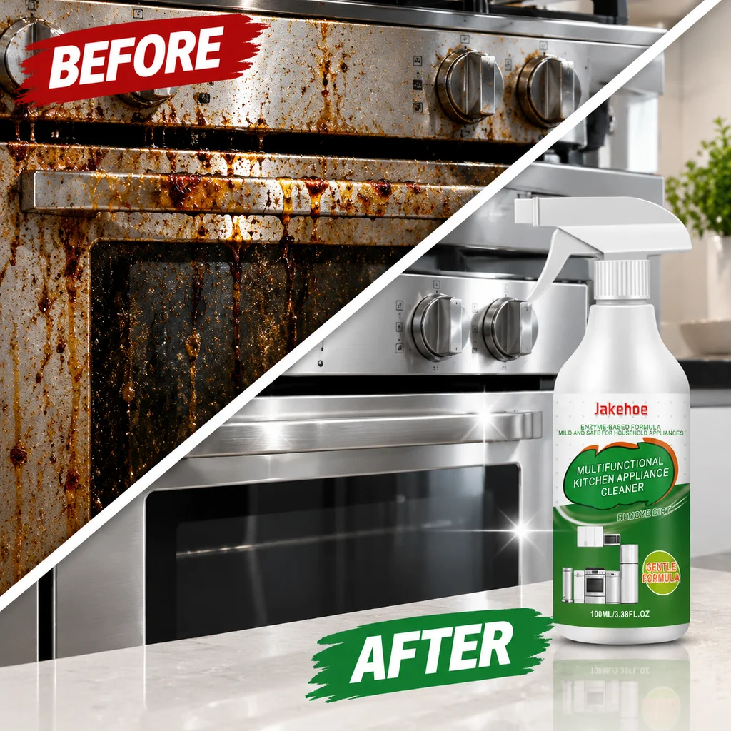 Household Degreaser Spray 100ml Enzyme Formula Kitchen Cleaner Oven Microwave Fridge Cabinet Grease Stain Remover Safe Use