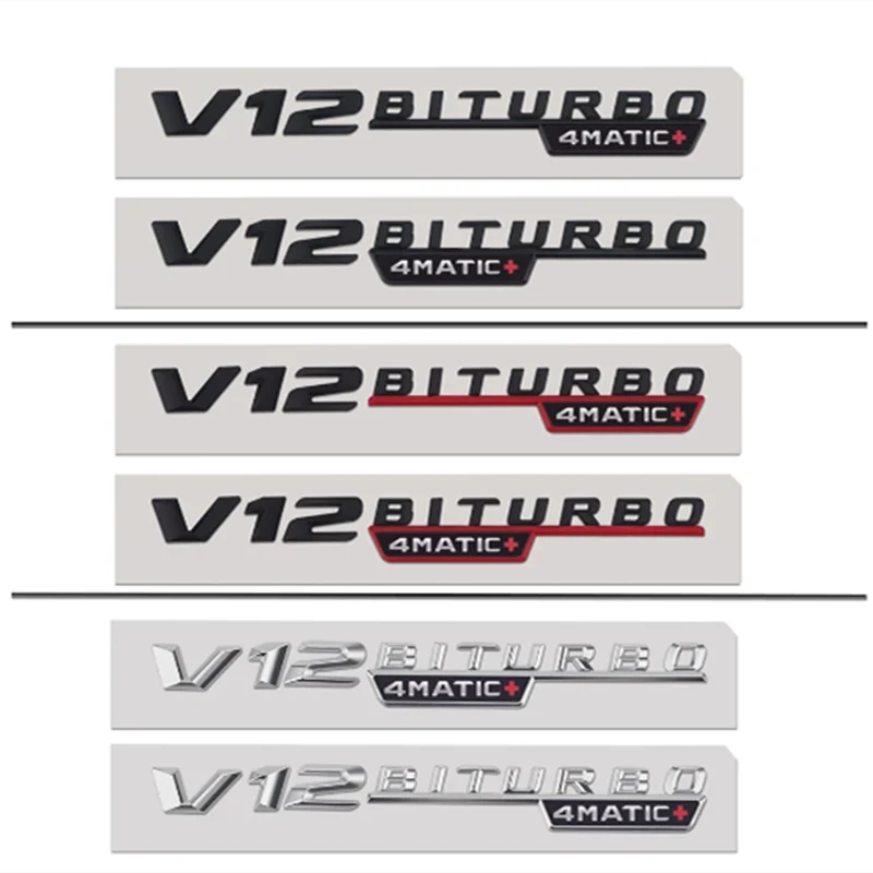 

Car Chrome 3D Letters Label V12 BITURBO 4MATIC+ For Mercedes Benz AMG C43 C63 C63S E43 E53 E63S S65L Front Fender Side Stickers