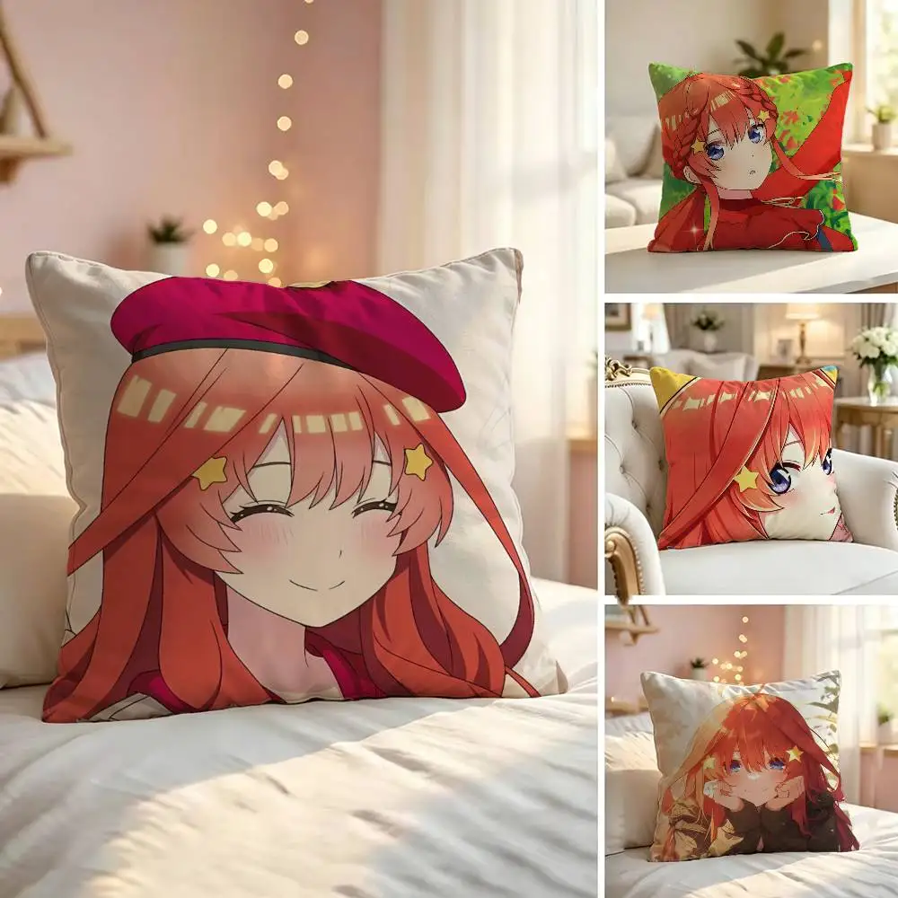 Anime Nakanos Itsukis Soft Pillow Shell For Sofa Living Space Bedroom Headboard Backrest Square Cushion Cozy