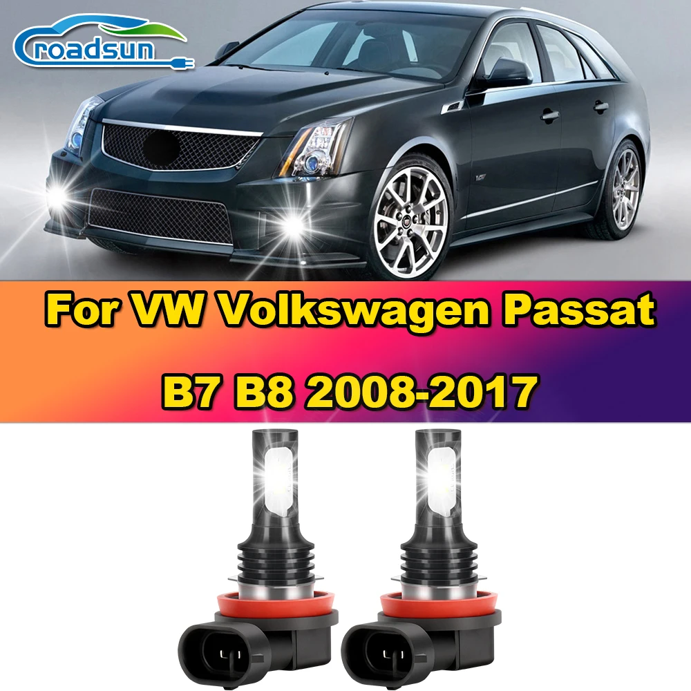 H11 Car LED Fog Lights 6000K White Fog Lamps 12000LM Super Bright For VW Volkswagen Passat B7 B8 2008-2013 2014 2015 2016 2017