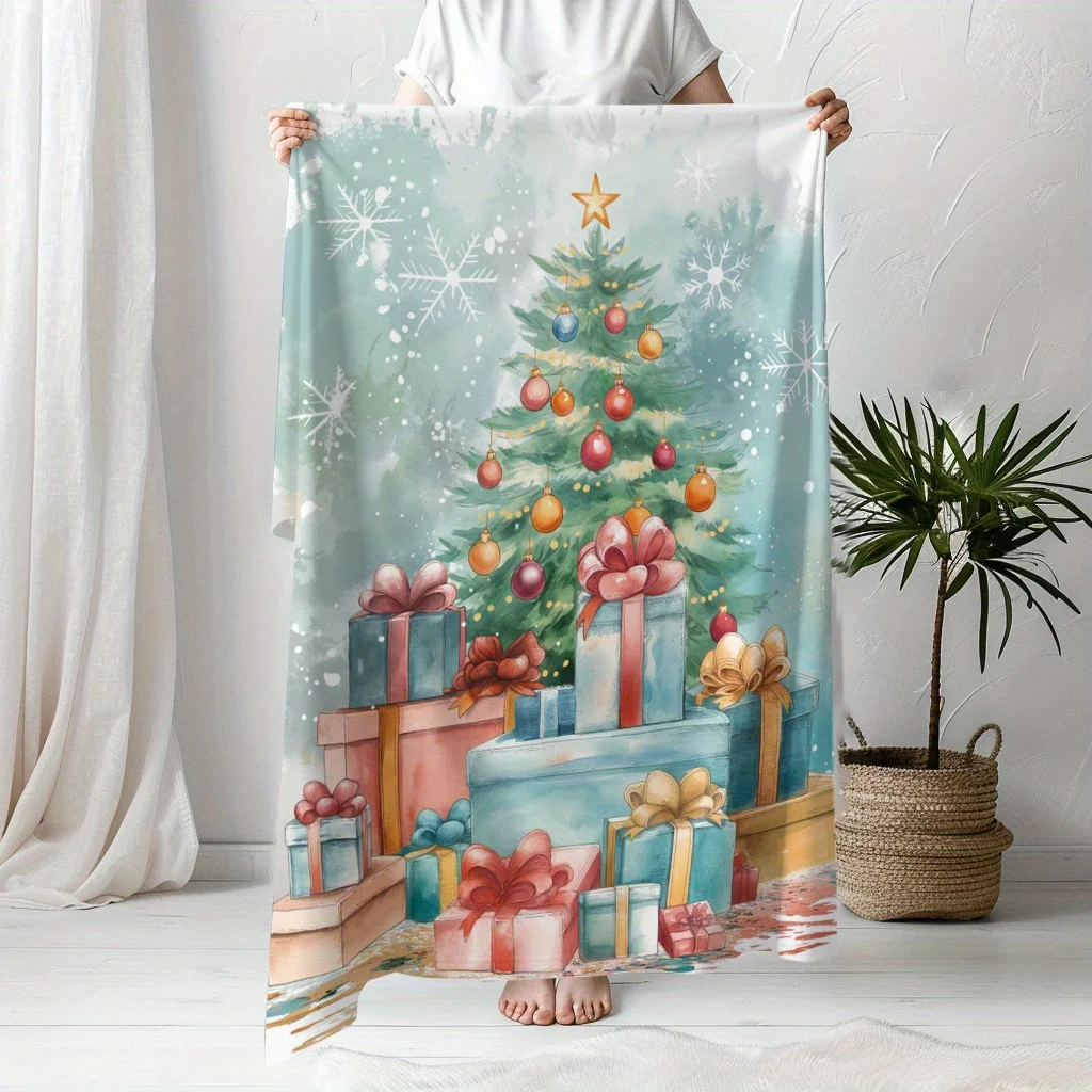 Christmas Tree & Presents Print Blanket: Soft and Warm Commemorative Blanket for Unforgettable Moment