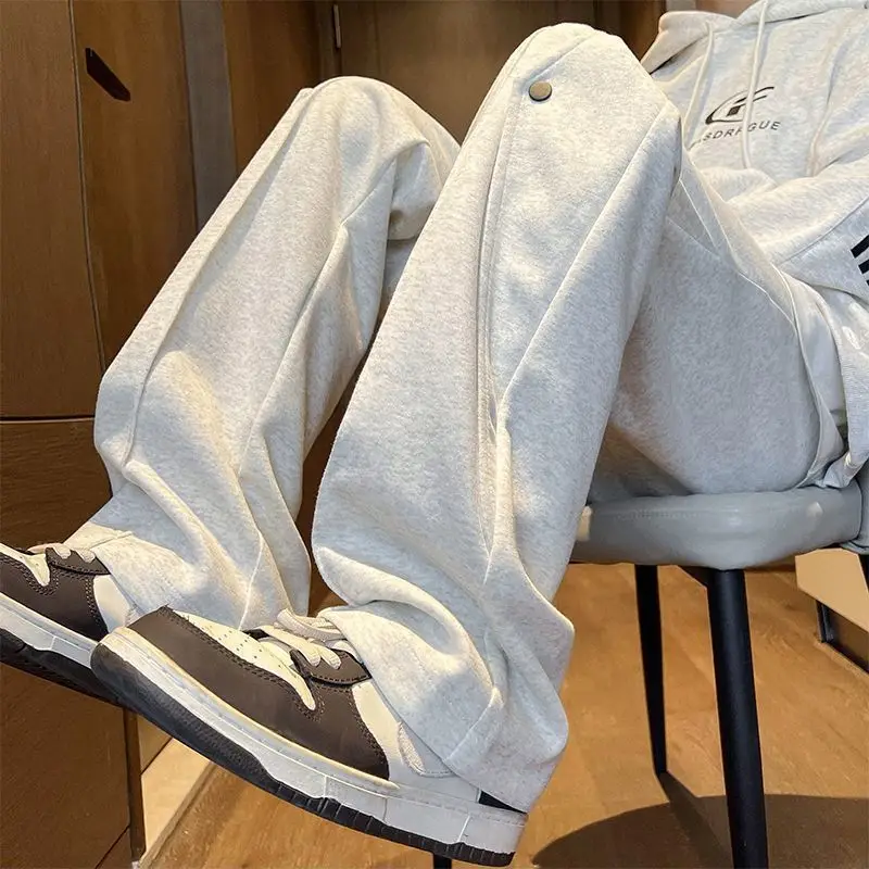 

Heavyweight Men's Sweatpants plus Size 300 Pou American High Street INS Straight Leg Micro Flared Hong Kong Sle Trendy O...