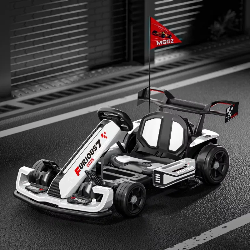24V Kids Electric Drift Go Kart, Parent Remote Control & Foot Pedal Operated Children Ride On Racing Cart