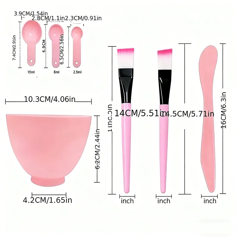 مجموعة أوعية خلط قناع الوجه السيليكون مكونة من 7 قطع مع فرش ناعمة مجموعة أدوات الوجه DIY للأقنعة المنزلية وأدوات العناية بالجمال
