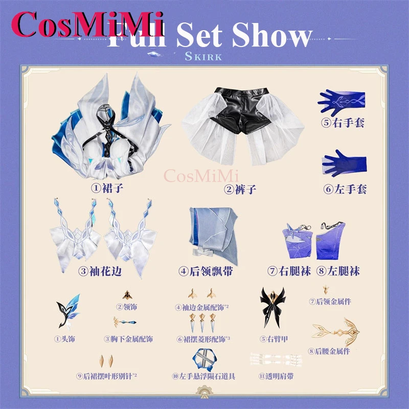 Kostum Cosplay CosMiMi Game Genshin Impact Skirk Seragam Pertempuran Cantik Elegan Set Lengkap Pakaian Bermain Peran Pesta Karnaval