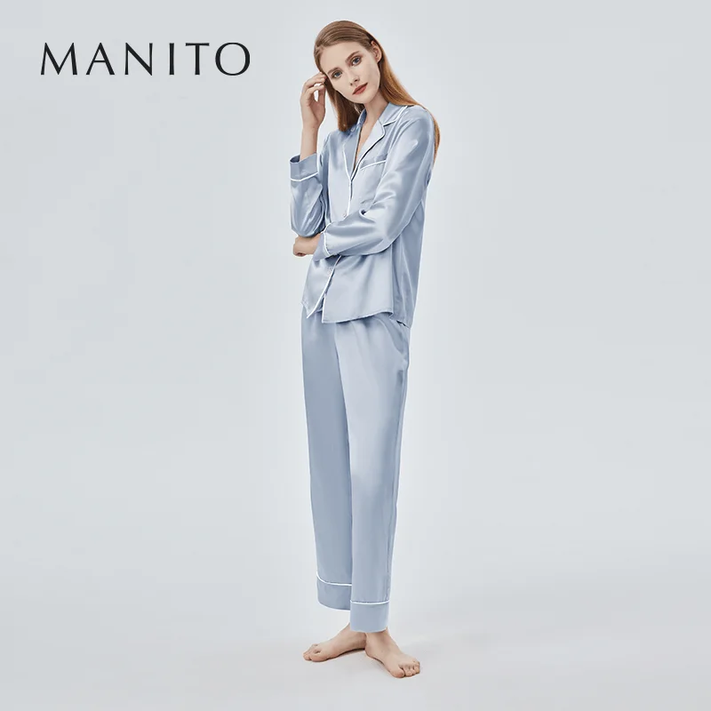 

Шелковая пижама из 100% тутового шелка для женщин, летняя, зимняя, весенняя, с длинными рукавами, комплект из двух предметов, для дома, для пар, шелковая пижама для дам