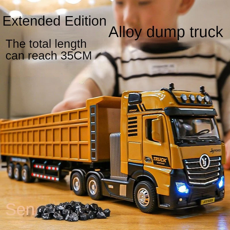 Super large alloy transporter car Heavy duty truck Big dump truck semi trailer model Boy truck engineering  free shipping items