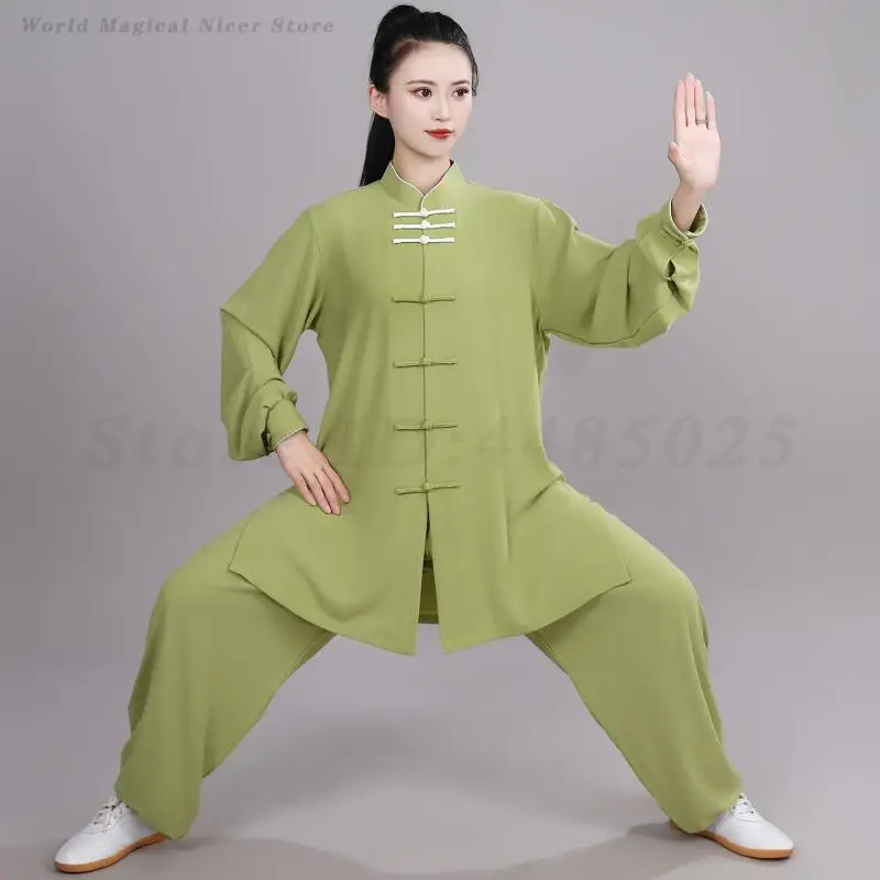 

Женский костюм для тай-чи большого размера, традиционная униформа для боевых искусств, кунг-фу, костюмы для утренних упражнений, осенняя одежда для выступлений