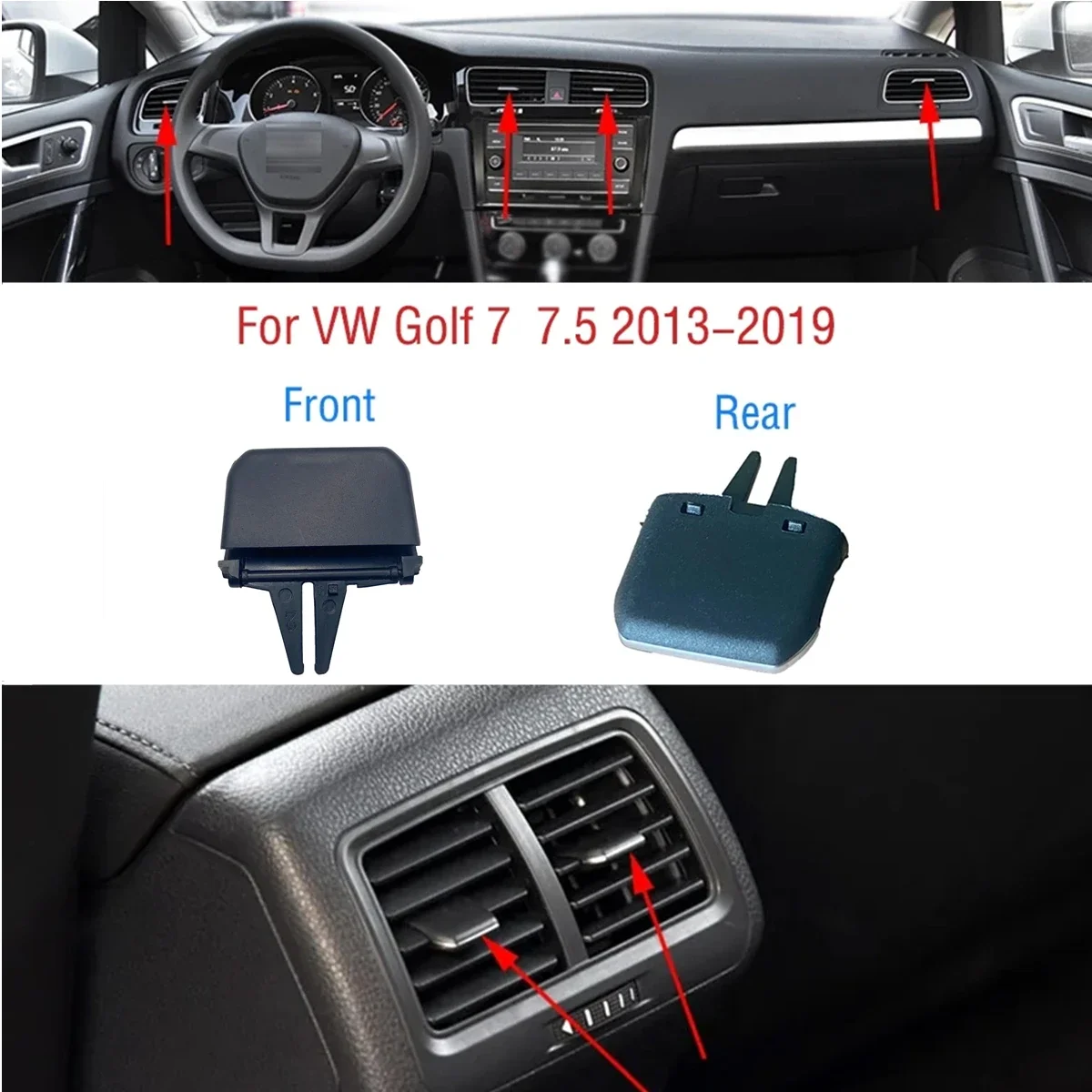 

For VW Golf 7 7.5 MK7 MK7.5 GTI 2013-2019 x1 Car Front Rear A/C Air Conditioning Vent Outlet Grill Slide Adjust Paddle Clip Trim