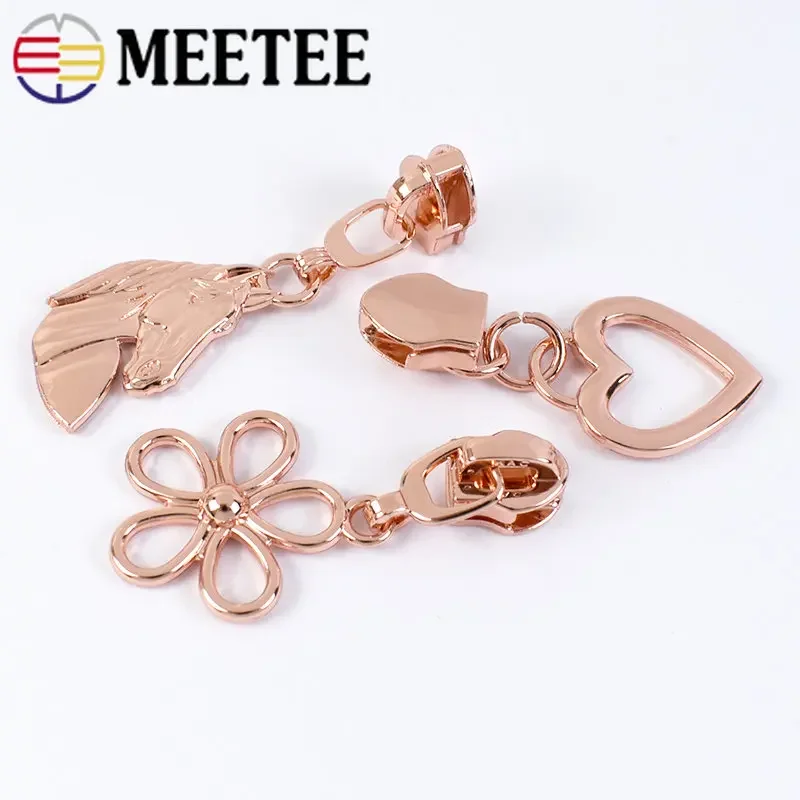 Meetee/50pc 5 # Reiß verschluss Schieber für Nylon Reiß verschluss Roségold Reiß verschlüsse Abzieher kopf Nähen Kleidung Reiß verschlüsse Schieber Gepäck anhänger Zubehör