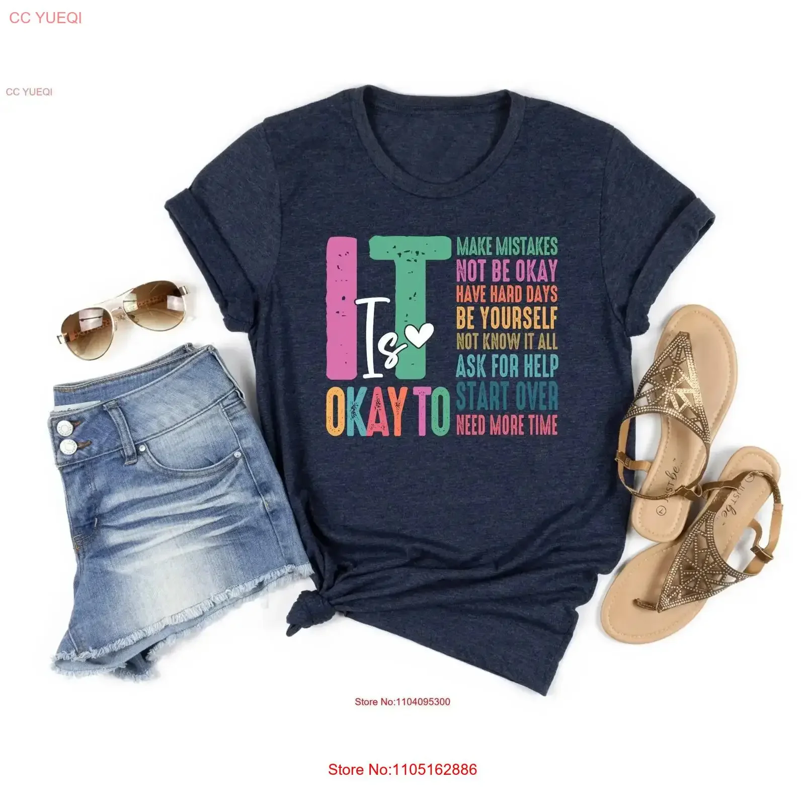 Mental Health T Shirt Motivational It's Okay To Make Some Mistakes Group vintage Washed Stretched Slightly Stylish fashion