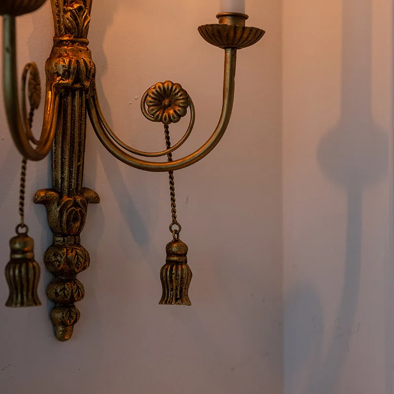 

Candlestick light luxury wall decoration living room bedroom home wall hanging French medieval old wall decoration