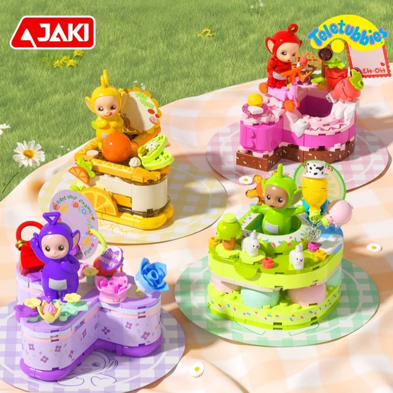 Klocki JAKI Teletubbies Ciasto Deserowe Śliczny Tinky Winky Laa La Zestaw do Składania Zabawka Edukacyjna Model Ozdoby Prezent Urodzinowy