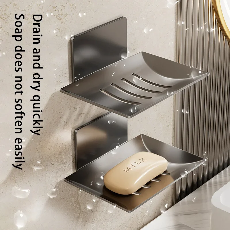 

1pc Black Carbon Steel Soap Box Non Perforated Wall Mounted Bathroom Soap Box Bathroom Soap Holder Soap Storage Rack 2026