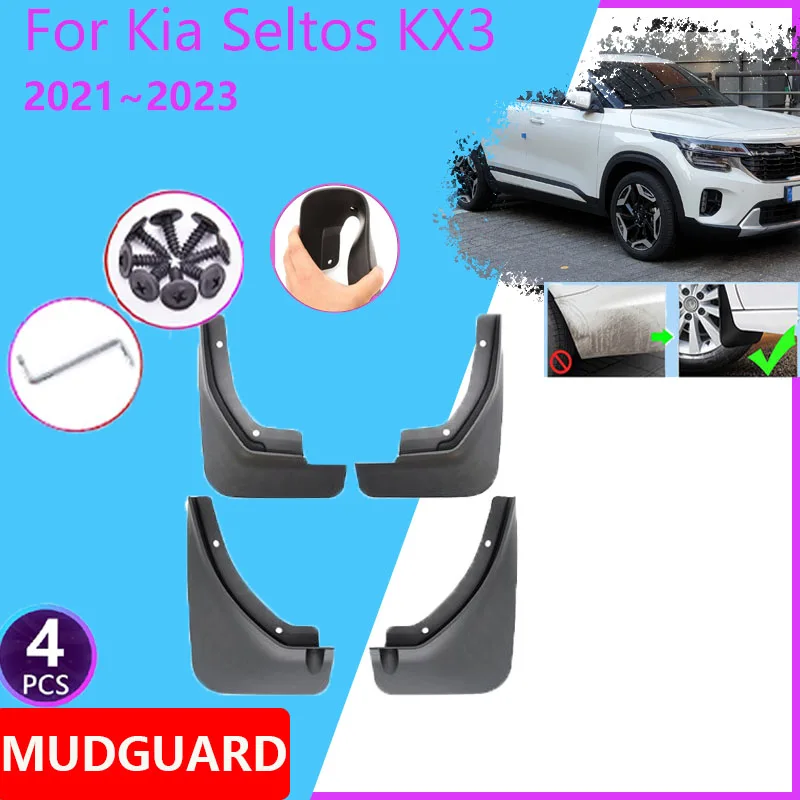 

Car Mudguards Fit For Kia Seltos KX3 2021 2022 2023 Front Rear Wheels Mudflaps Splash Guards Mud Flaps Fender Auto Accessories