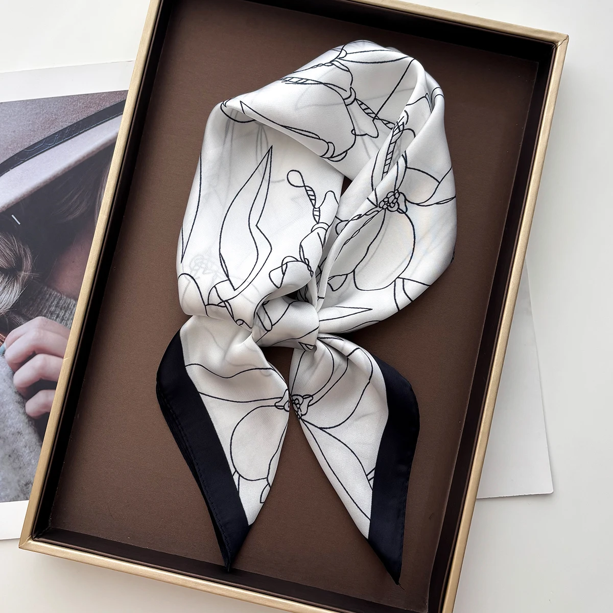 Design Print Scarf Silk Imitation Scarf for Women Square Hairbands Foulard Female Bandana Neck Kerchief Headbands 2026 New image 5