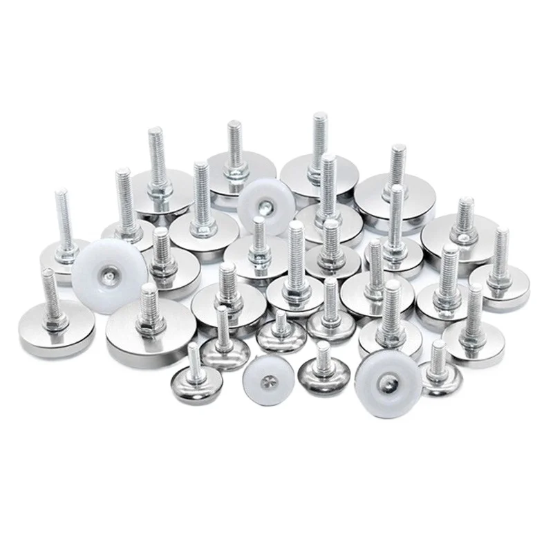 4/8pcs M6 M8 M10 Screw In Adjustable Furniture Feet Metal Face Nylon Base Glide Slide Pad Table Chair Sofa Legs Foot Levelling view 2
