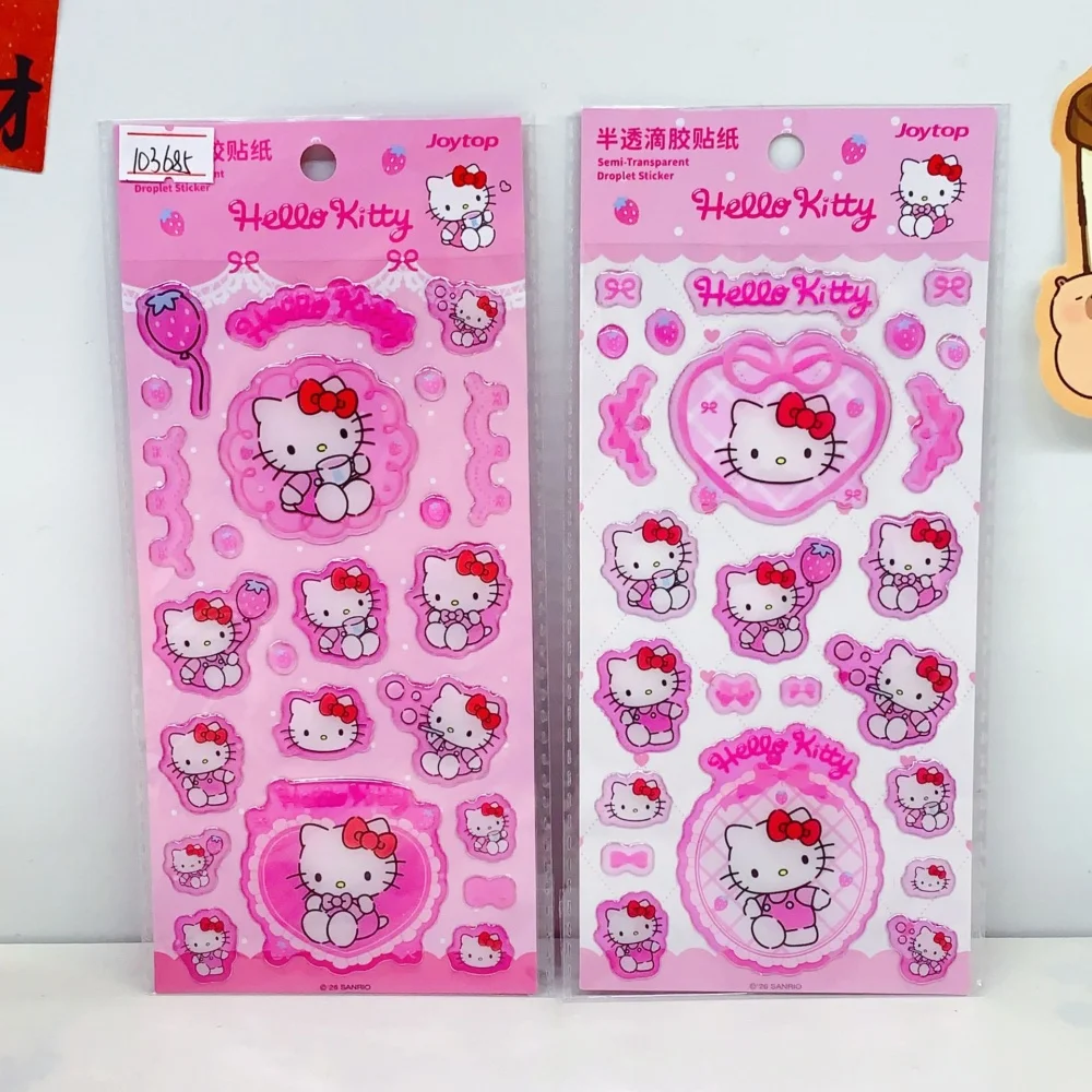 Pegatinas 3D Semitransparentes de Hello Kitty de Sanrio, Adhesivos Decorativos Kawaii para Diario, Funda de Teléfono, Álbum de Recortes
