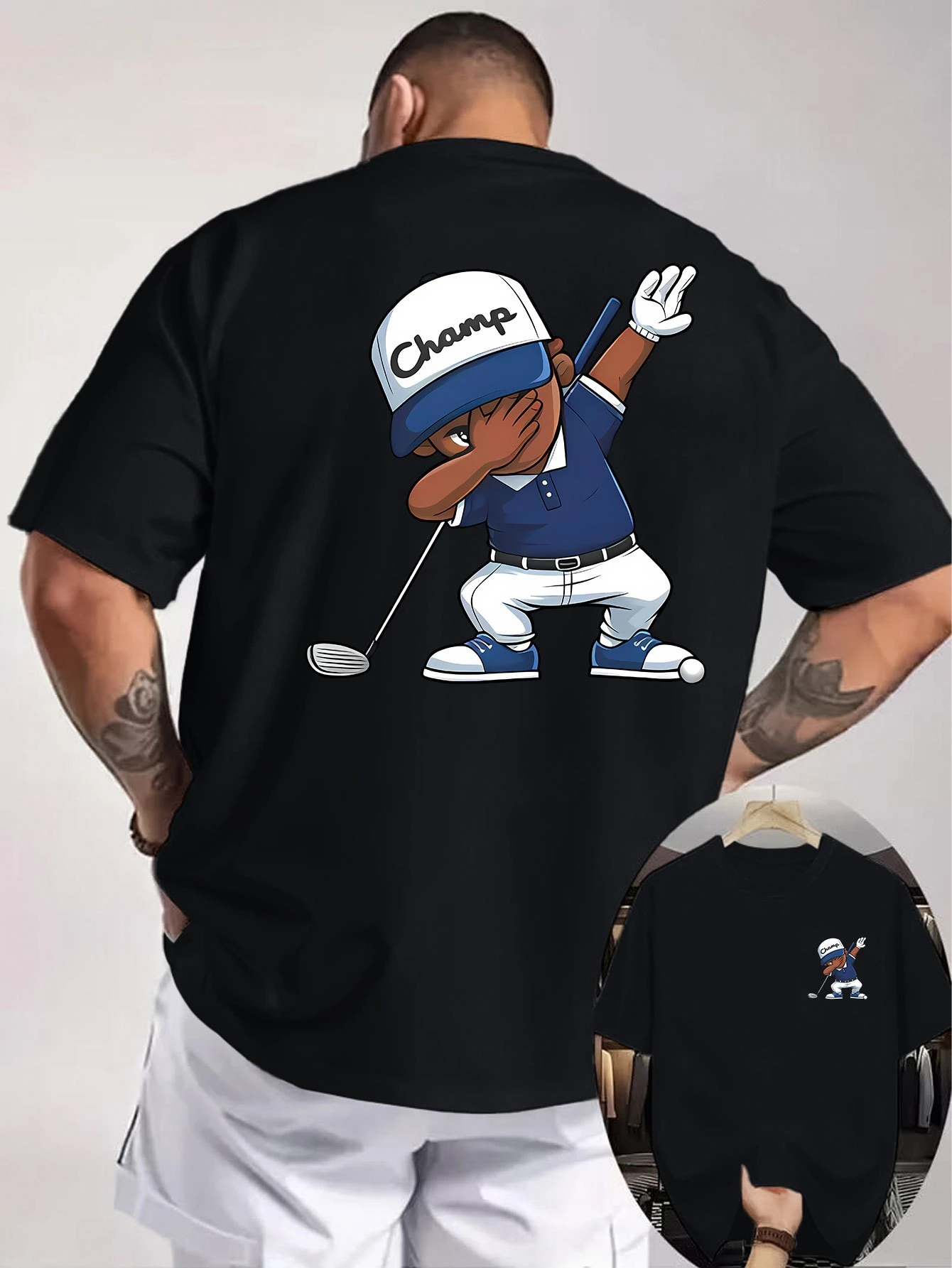 

High-quality Men's Summer New Thick Pure Cotton T-shirt, with Printed Design, Stylish, Breathable, and Sweat-absorbing