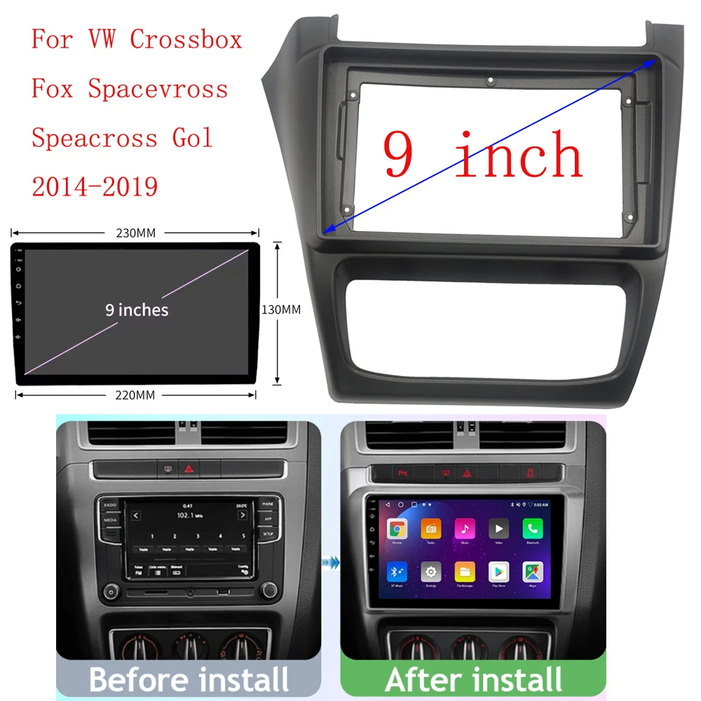 

9 Inch For VW Fox / Crossfox / Speacross Gol 2014-2018 Car Radio Android Stereo GPS MP5 Player 2 Din Head Unit Fascia Frame