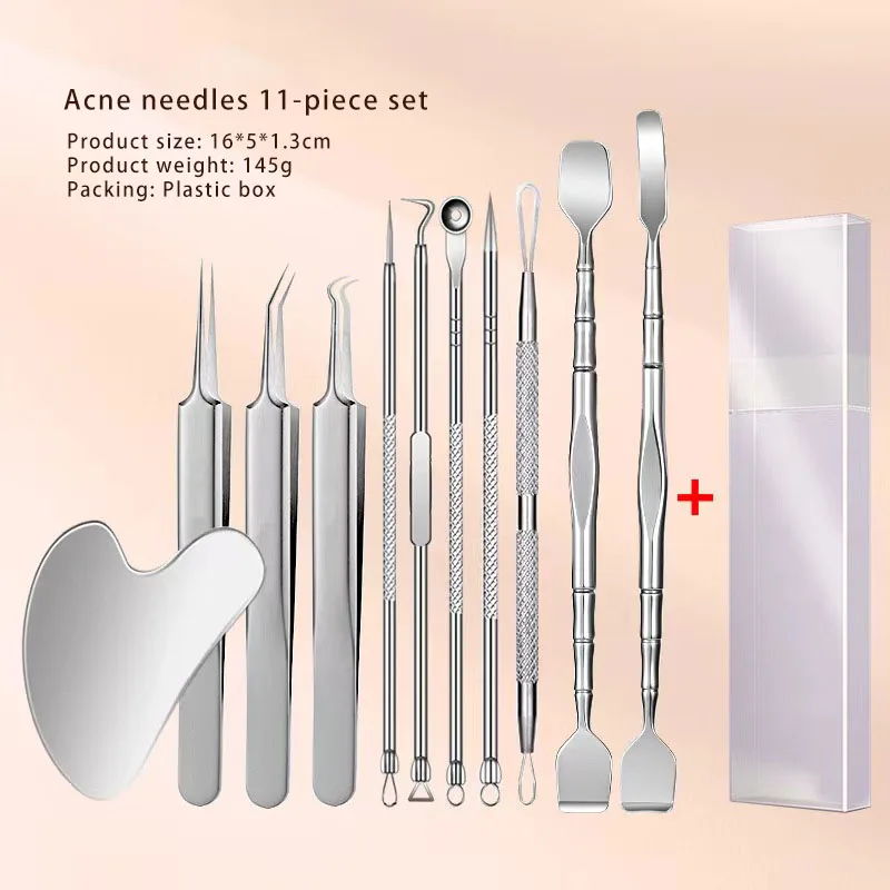 مجرفة رقيقة لإزالة الرؤوس السوداء برأس مزدوج لتنظيف مسام الوجه من الفولاذ المقاوم للصدأ لإزالة حب الشباب أداة حلاقة الرؤوس السوداء #6