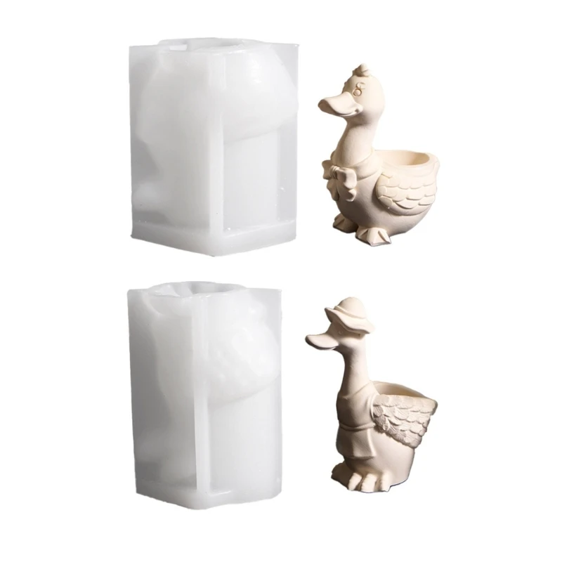 CORD Creative Duck Silicone Mold for Crafting Flowerpot Jewelry Containers Holder Smooth Interior Easy Demolding